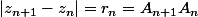 |z_{n+1}-z_n|=r_n=A_{n+1}A_n