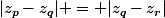 |z_p-z_q| = |z_q-z_r|
