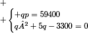 
 \\ \begin{cases} qp=59400\\q²+5q-3300=0\end{cases}