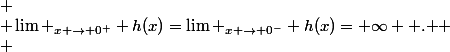  \\ \lim _{x \rightarrow 0^{+}} h(x)=\lim _{x \rightarrow 0^{-}} h(x)=+\infty \text {. } \\ 