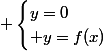  \begin{cases}y=0\\ y=f(x)\end{cases}