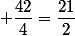  \dfrac{42}{4}=\dfrac{21}{2}