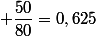  \dfrac{50}{80}=0,625