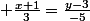  \frac{x+1}{3}=\frac{y-3}{-5}