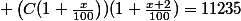  \left(C(1+\frac{x}{100}\right))(1+\frac{x+2}{100})=11235