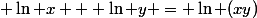  \ln x + \ln y = \ln (xy)
