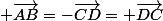  \vec{AB}=-\vec{CD}= \vec{DC}