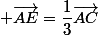  \vec{AE}=\dfrac{1}{3}\vec{AC}