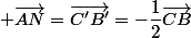  \vec{AN}=\vec{C'B'}=-\dfrac{1}{2}\vec{CB}