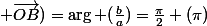 \overline{(\vec{OA}; \vec{OB})}=\arg (\frac{b}{a})=\frac{\pi}{2} (\pi)