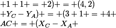 AC = (X_{C}-X_{A} ; Y_{C}-Y_{A}) = (3+1 = 4 ; 1+1 = 2) = (4,2)
