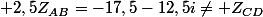  2,5Z_{AB}=-17,5-12,5i\neq Z_{CD}