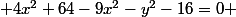  4x^2+64-9x^2-y^2-16=0 