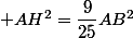  AH^2=\dfrac{9}{25}AB^2