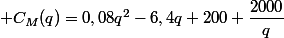  C_M(q)=0,08q^2-6,4q+200+\dfrac{2000}{q}