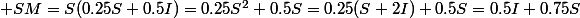  SM=S(0.25S+0.5I)=0.25S^2+0.5S=0.25(S+2I)+0.5S=0.5I+0.75S