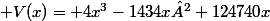  V(x)= 4x^3-1434x²+124740x