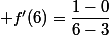  f'(6)=\dfrac{1-0}{6-3}