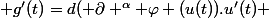  g'(t)=d( \partial ^{\alpha} \varphi (u(t)).u'(t) 