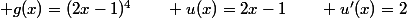  g(x)=(2x-1)^4\qquad u(x)=2x-1\qquad u'(x)=2