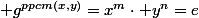  g^{ppcm(x,y)}=x^{m}\cdot y^{n}=e