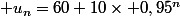  u_n=60+10\times 0,95^n