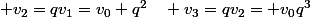  v_2=qv_1=v_0 q^2\quad v_3=qv_2= v_0q^3