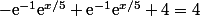 -\text{e}^{-1}\text{e}^{x/5}+\text{e}^{-1}\text{e}^{x/5}+4=4