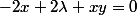 -2x+2\lambda xy=0