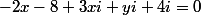 -2x-8+3xi+yi+4i=0