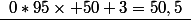 \begin{array}{|c|c|c|}\hline N&I&U\\\hline3&&50\\\hline&1&0*95\times 50+3=50,5\\\hline&2&50,975\\\hline&3&\\\hline\end{array}
 \\ 
