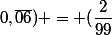 (0,\bar{02};0,\bar{06}) = (\dfrac{2}{99};\dfrac{2}{33})