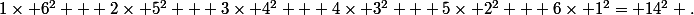1\times 6^2 + 2\times 5^2 + 3\times 4^2 + 4\times 3^2 + 5\times 2^2 + 6\times 1^2= 14^2 .