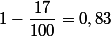 1-\dfrac{17}{100}=0,83
