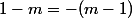 1-m=-(m-1)