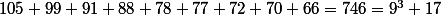 105+99+91+88+78+77+72+70+66=746=9^3+17