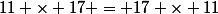 11 \times 17 = 17 \times 11