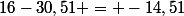 16-30,51 = -14,51