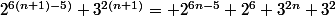 2^{6(n+1)-5)}+3^{2(n+1)}= 2^{6n-5} 2^6+3^{2n} 3^2