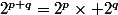 2^{p+q}=2^p\times 2^q