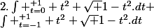 I&nbsp;&nbsp;=&nbsp;&nbsp;\int _{t=-1}^{+1} t^2 \sqr {1-t^2}.dt&nbsp;&nbsp;=&nbsp;&nbsp;2.\int _{t=0}^{+1} t^2 \sqr {1-t^2}.dt 