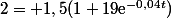 2= 1,5(1+19\text{e}^{-0,04t})