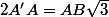 2A'A=AB\sqrt{3}