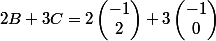 2B+3C=2\begin{pmatrix}-1\\2\end{pmatrix}+3\begin{pmatrix}-1\\0\end{pmatrix}