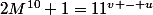 2M^{10}+1=11^{v - u}