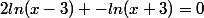 2ln(x-3) -ln(x+3)=0