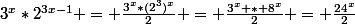 3^x*2^{3x-1} = \frac{3^x*(2^3)^x}{2} = \frac{3^x * 8^x}{2} = \frac{24^x}{2}