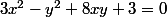 3x^2-y^2+8xy+3=0