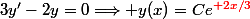 3y'-2y=0\Longrightarrow y(x)=Ce^{\red 2x/3}