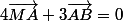 4\vec{MA}+3\vec{AB}=0